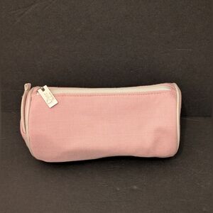 Dior Soft Pink Canvas Cosmetic Case Round Mirror Side Pocket